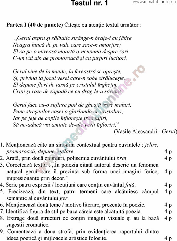 limba romana clasa 7 exercitii pdf